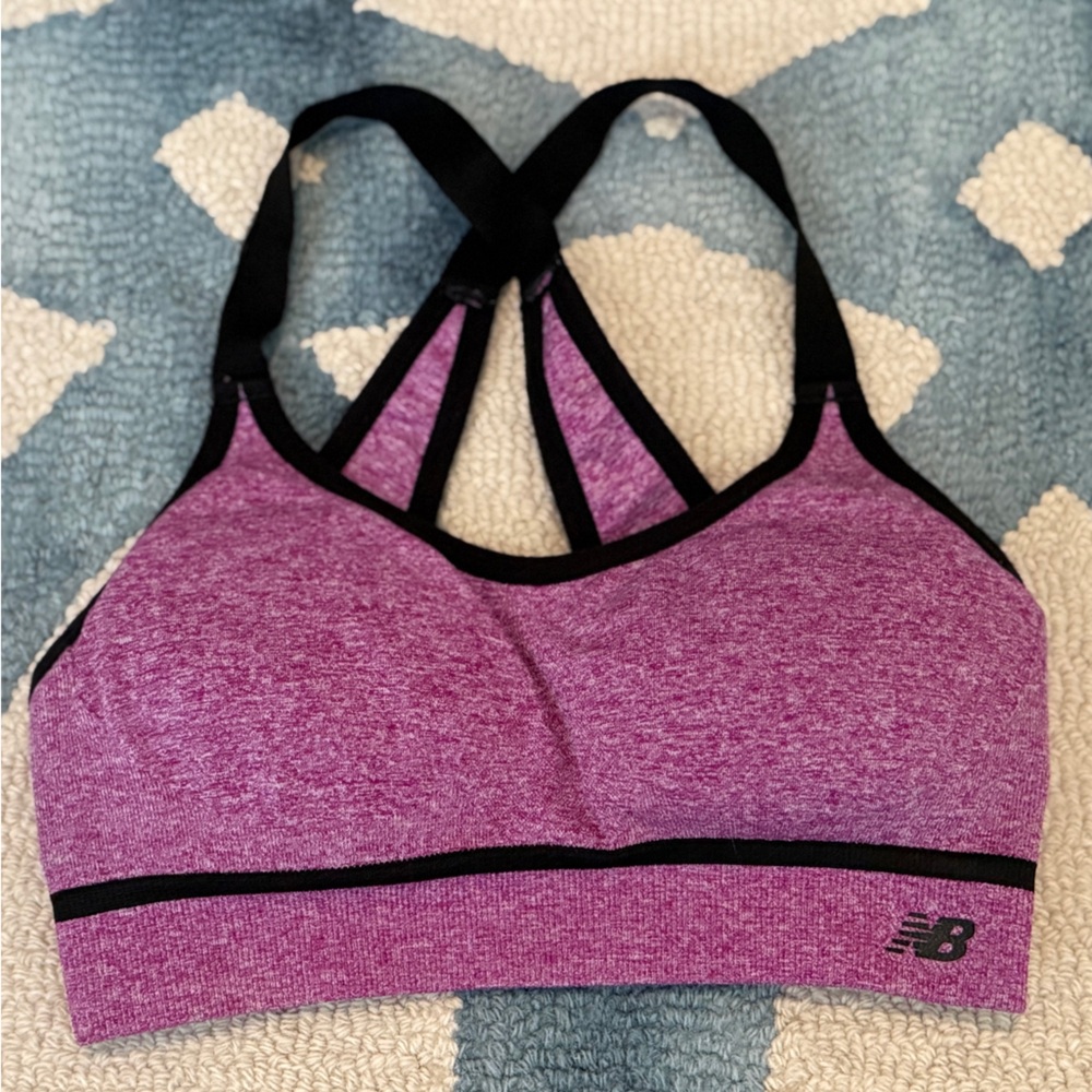New Balance Heathered Purple Sports Bra - Size S
